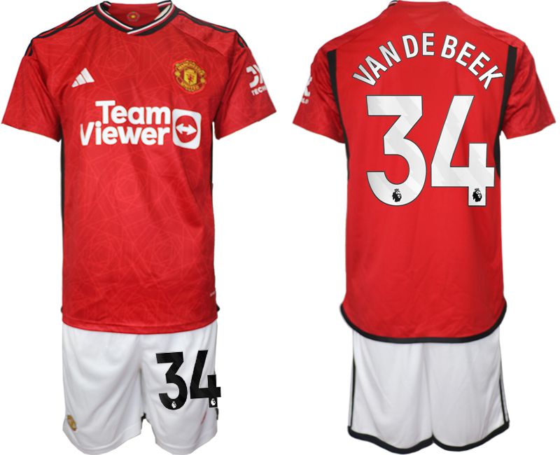 Men 2023-2024 Club Manchester United home red #34 Soccer Jersey